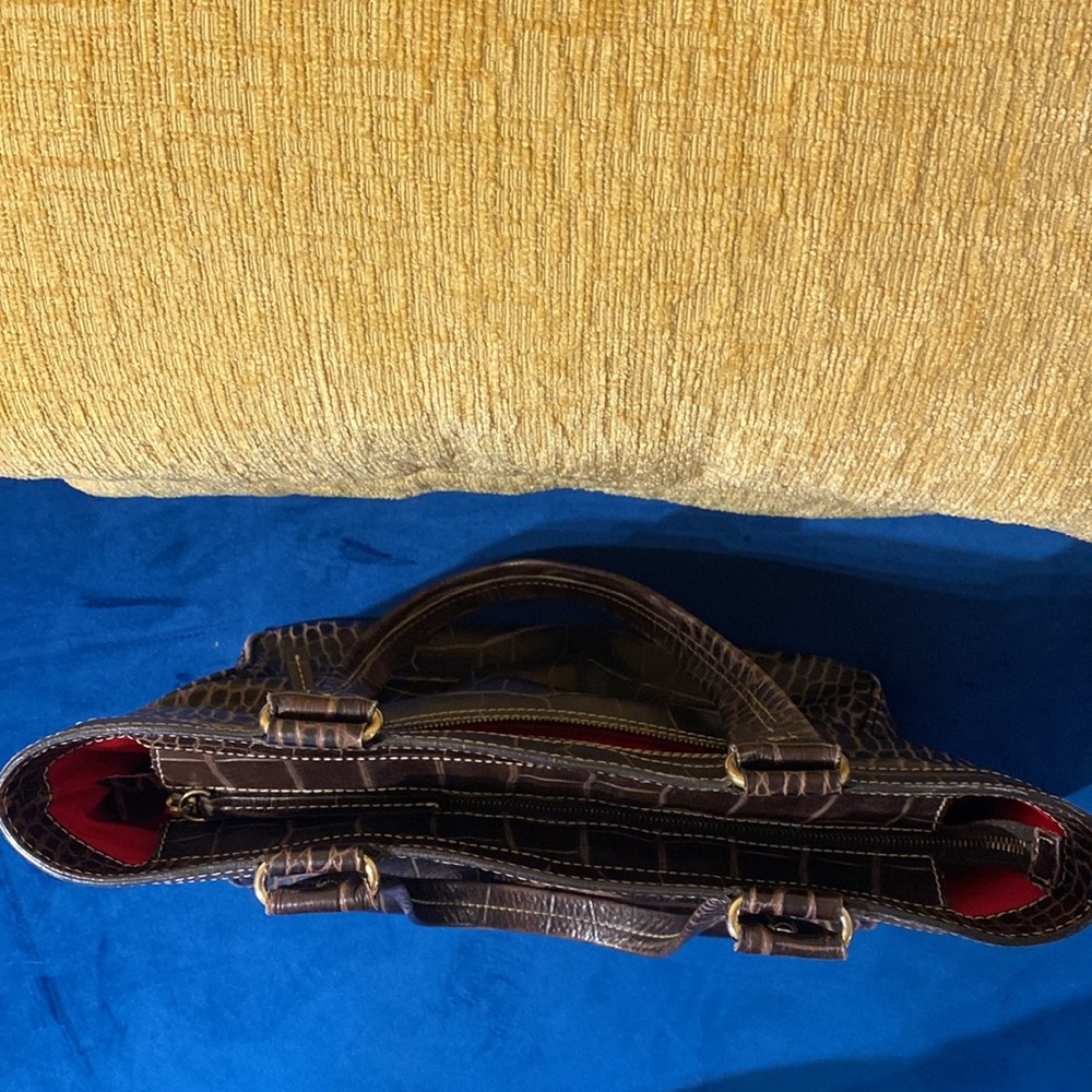 Dooney and Bourke Vintage Brown T Moro Croco Fina Tote - Picture 2 of 9